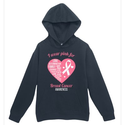 I Wear Pink Ribbon Heart Cool Breast Cancer Awareness Gift Urban Pullover Hoodie