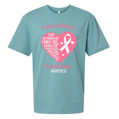 I Wear Pink Ribbon Heart Cool Breast Cancer Awareness Gift Sueded Cloud Jersey T-Shirt