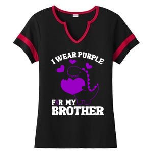 I Wear Purple For My Brother Epilepsy Awareness Ladies Halftime Notch Neck Tee