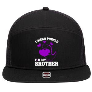 I Wear Purple For My Brother Epilepsy Awareness 7 Panel Mesh Trucker Snapback Hat