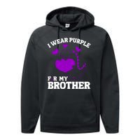 I Wear Purple For My Brother Epilepsy Awareness Performance Fleece Hoodie