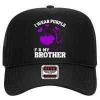 I Wear Purple For My Brother Epilepsy Awareness High Crown Mesh Back Trucker Hat