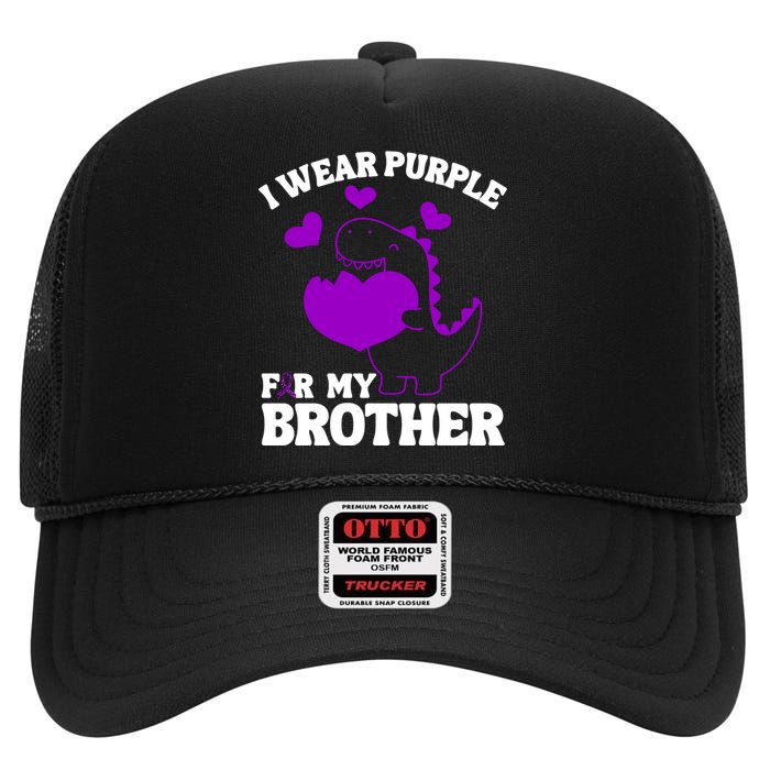 I Wear Purple For My Brother Epilepsy Awareness High Crown Mesh Back Trucker Hat