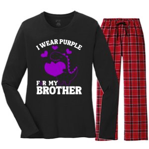 I Wear Purple For My Brother Epilepsy Awareness Women's Long Sleeve Flannel Pajama Set 