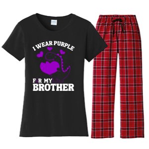 I Wear Purple For My Brother Epilepsy Awareness Women's Flannel Pajama Set