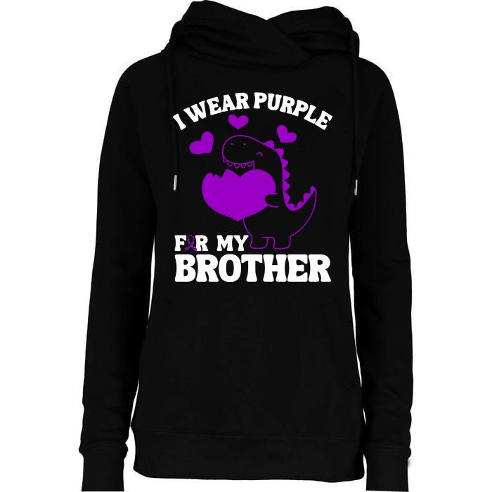 I Wear Purple For My Brother Epilepsy Awareness Womens Funnel Neck Pullover Hood