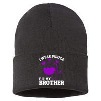 I Wear Purple For My Brother Epilepsy Awareness Sustainable Knit Beanie