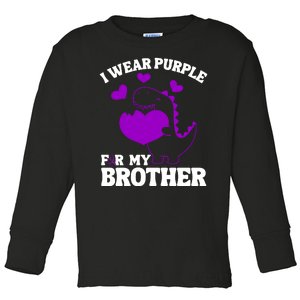 I Wear Purple For My Brother Epilepsy Awareness Toddler Long Sleeve Shirt