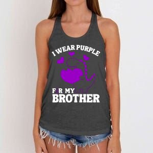 I Wear Purple For My Brother Epilepsy Awareness Women's Knotted Racerback Tank