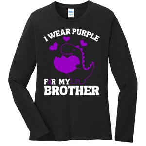 I Wear Purple For My Brother Epilepsy Awareness Ladies Long Sleeve Shirt