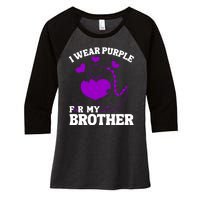 I Wear Purple For My Brother Epilepsy Awareness Women's Tri-Blend 3/4-Sleeve Raglan Shirt