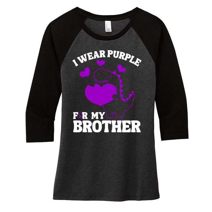 I Wear Purple For My Brother Epilepsy Awareness Women's Tri-Blend 3/4-Sleeve Raglan Shirt