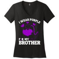 I Wear Purple For My Brother Epilepsy Awareness Women's V-Neck T-Shirt