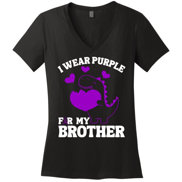 I Wear Purple For My Brother Epilepsy Awareness Women's V-Neck T-Shirt