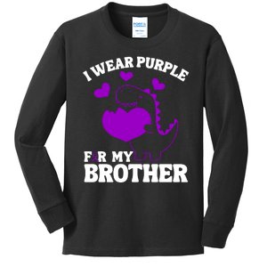 I Wear Purple For My Brother Epilepsy Awareness Kids Long Sleeve Shirt