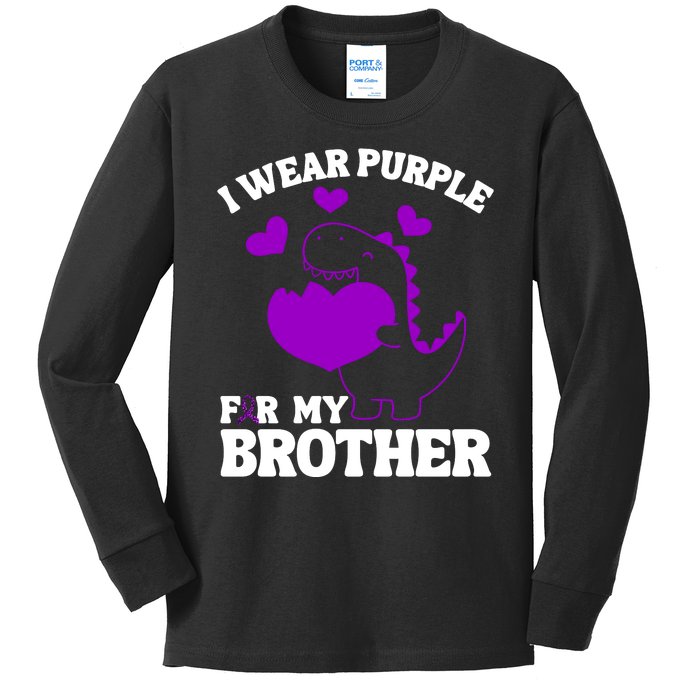 I Wear Purple For My Brother Epilepsy Awareness Kids Long Sleeve Shirt