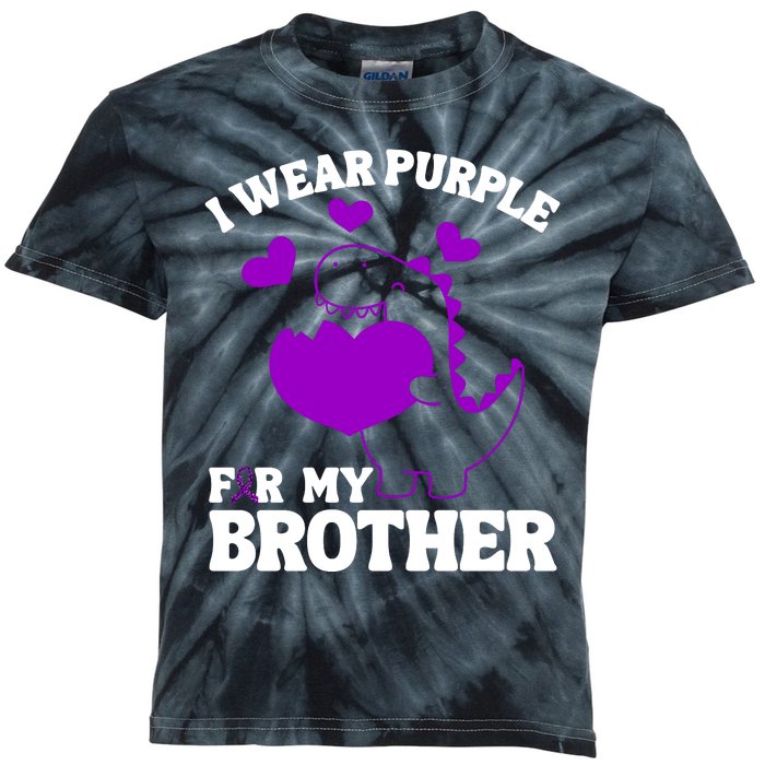 I Wear Purple For My Brother Epilepsy Awareness Kids Tie-Dye T-Shirt