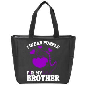 I Wear Purple For My Brother Epilepsy Awareness Zip Tote Bag