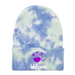 I Wear Purple For My Brother Epilepsy Awareness Tie Dye 12in Knit Beanie