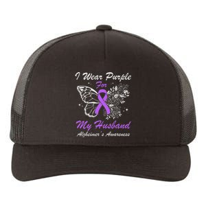 I Wear Purple For My Husband AlzheimerS Awareness Butterfly Yupoong Adult 5-Panel Trucker Hat