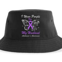 I Wear Purple For My Husband AlzheimerS Awareness Butterfly Sustainable Bucket Hat