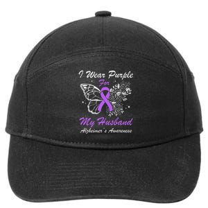 I Wear Purple For My Husband AlzheimerS Awareness Butterfly 7-Panel Snapback Hat