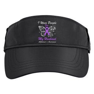 I Wear Purple For My Husband AlzheimerS Awareness Butterfly Adult Drive Performance Visor