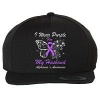 I Wear Purple For My Husband AlzheimerS Awareness Butterfly Wool Snapback Cap