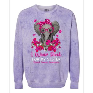 I Wear Pink For My Sister Elephant Breast Cancer Awareness Cute Gift Colorblast Crewneck Sweatshirt