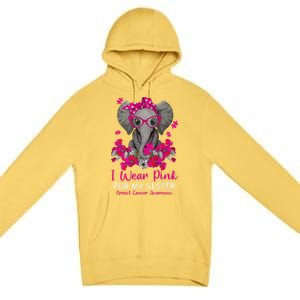 I Wear Pink For My Sister Elephant Breast Cancer Awareness Cute Gift Premium Pullover Hoodie