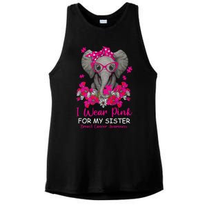 I Wear Pink For My Sister Elephant Breast Cancer Awareness Cute Gift Ladies PosiCharge Tri-Blend Wicking Tank