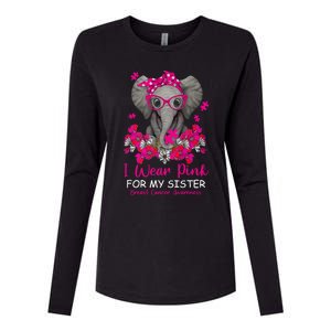 I Wear Pink For My Sister Elephant Breast Cancer Awareness Cute Gift Womens Cotton Relaxed Long Sleeve T-Shirt