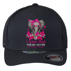 I Wear Pink For My Sister Elephant Breast Cancer Awareness Cute Gift Flexfit Unipanel Trucker Cap