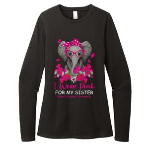 I Wear Pink For My Sister Elephant Breast Cancer Awareness Cute Gift Womens CVC Long Sleeve Shirt