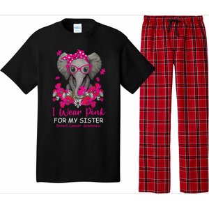 I Wear Pink For My Sister Elephant Breast Cancer Awareness Cute Gift Pajama Set