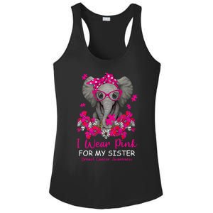 I Wear Pink For My Sister Elephant Breast Cancer Awareness Cute Gift Ladies PosiCharge Competitor Racerback Tank