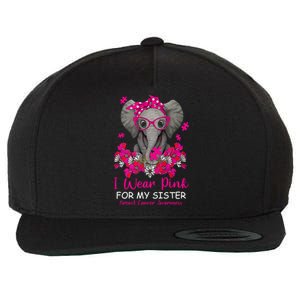 I Wear Pink For My Sister Elephant Breast Cancer Awareness Cute Gift Wool Snapback Cap