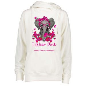 I Wear Pink For My Sister Elephant Breast Cancer Awareness Cute Gift Womens Funnel Neck Pullover Hood