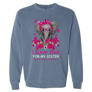 I Wear Pink For My Sister Elephant Breast Cancer Awareness Cute Gift Garment-Dyed Sweatshirt