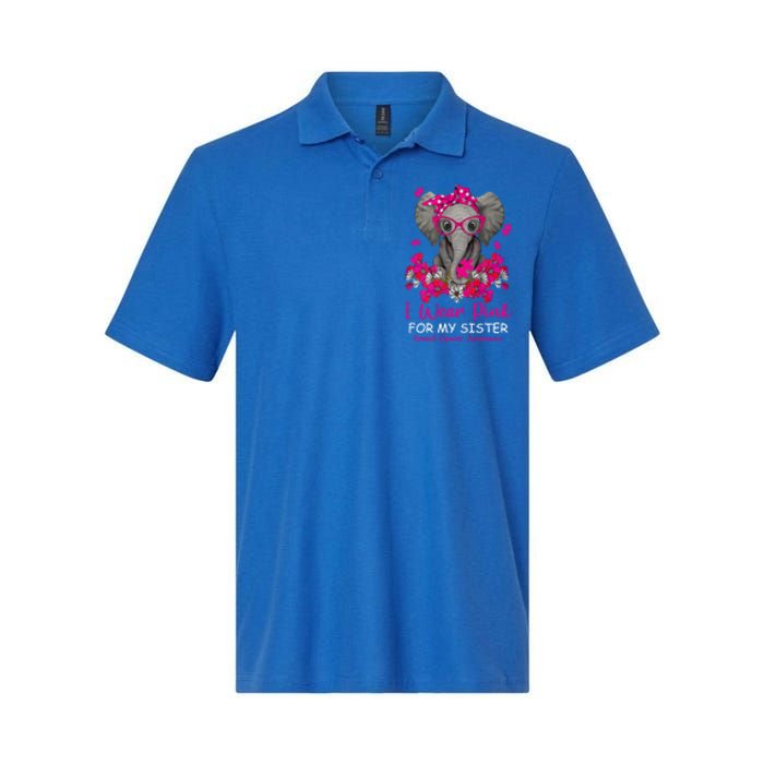 I Wear Pink For My Sister Elephant Breast Cancer Awareness Cute Gift Softstyle Adult Sport Polo