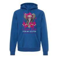 I Wear Pink For My Sister Elephant Breast Cancer Awareness Cute Gift Premium Hoodie