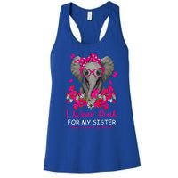 I Wear Pink For My Sister Elephant Breast Cancer Awareness Cute Gift Women's Racerback Tank