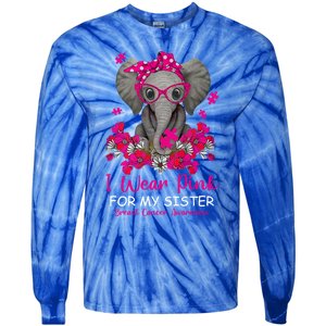 I Wear Pink For My Sister Elephant Breast Cancer Awareness Cute Gift Tie-Dye Long Sleeve Shirt