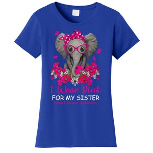 I Wear Pink For My Sister Elephant Breast Cancer Awareness Cute Gift Women's T-Shirt