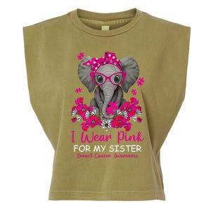 I Wear Pink For My Sister Elephant Breast Cancer Awareness Cute Gift Garment-Dyed Women's Muscle Tee