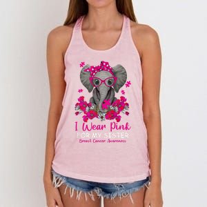 I Wear Pink For My Sister Elephant Breast Cancer Awareness Cute Gift Women's Knotted Racerback Tank