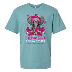 I Wear Pink For My Sister Elephant Breast Cancer Awareness Cute Gift Sueded Cloud Jersey T-Shirt