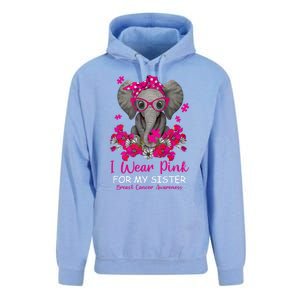 I Wear Pink For My Sister Elephant Breast Cancer Awareness Cute Gift Unisex Surf Hoodie