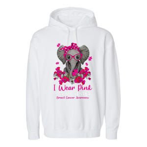 I Wear Pink For My Sister Elephant Breast Cancer Awareness Cute Gift Garment-Dyed Fleece Hoodie