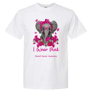 I Wear Pink For My Sister Elephant Breast Cancer Awareness Cute Gift Garment-Dyed Heavyweight T-Shirt